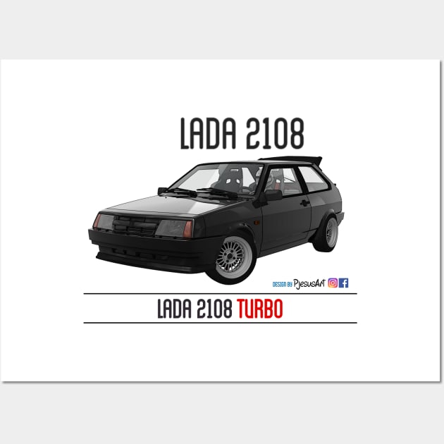 Lada 2108 Turbo Black Wall Art by PjesusArt